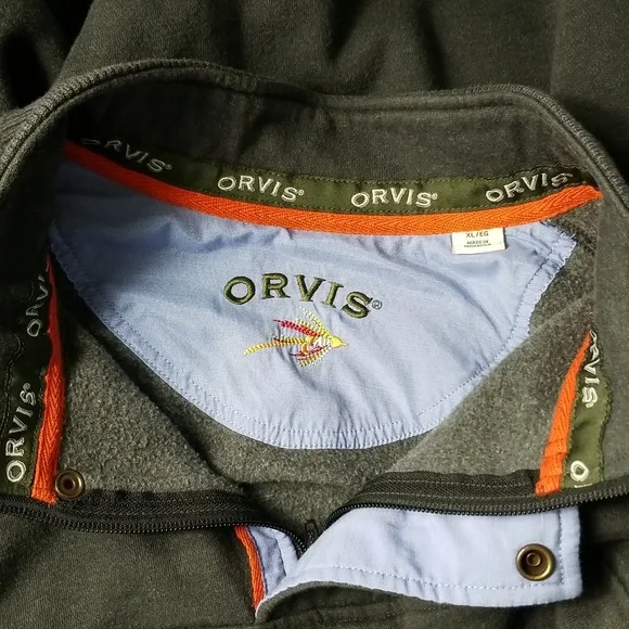 Orvis Men's Signature Quarter Zip Sweatshirt Grey Size XL - Picture 8 of 16